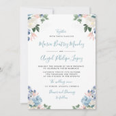 Invitation Joli mariage floral bleu clair (Devant)