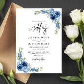Invitation Joli Mariage Floral Bleu Dusty