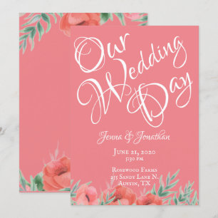 Invitation Joli Mariage Floral Coral rose