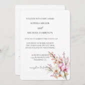 Invitation Joli Mariage floral d'orchidée rose (Devant / Derrière)