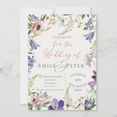 Invitation Joli Mariage Floral Violet rose (Devant)