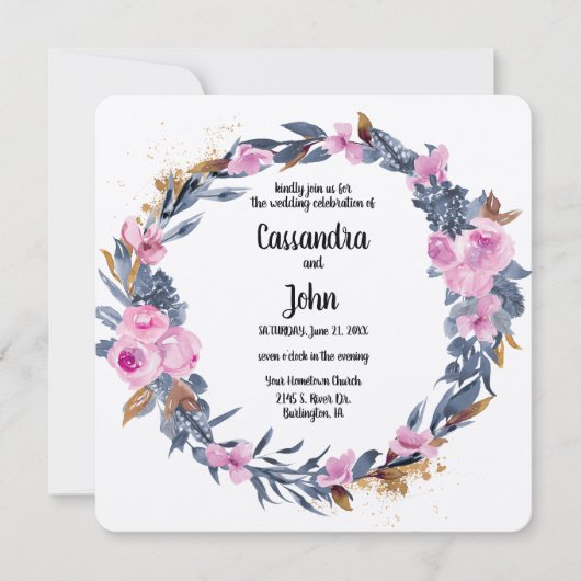Invitation Joli Mariage Floral Wreath (Devant)