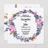 Invitation Joli Mariage Floral Wreath (Devant / Derrière)