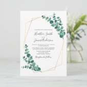 Invitation Joli Mariage géométrique de couronne Eucalyptus (Debout devant)