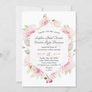 Invitation Joli Mariage géométrique rose rose pâle