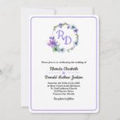 Invitation Joli Mariage monogramme de couronne fleurie (Devant)