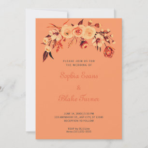Invitation Joli Mariage orange bohème fleuri