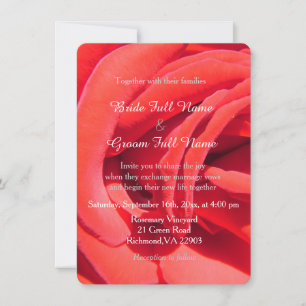 Invitation Joli mariage romantique à fleurs de rose rouge