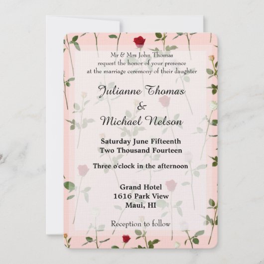 Invitation Joli Mariage Rose (Devant)