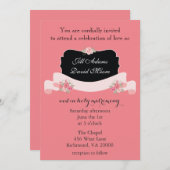 Invitation Joli Mariage rose et noir (Devant / Derrière)