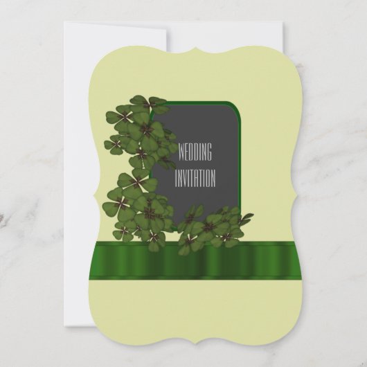 Invitation Joli mariage shamrock irlandais vert (Dos)
