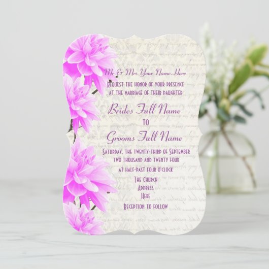 Invitation Joli mauve féminine et mariage rose (Debout devant)