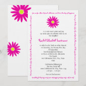 Invitation Joli message de la marguerite Texte Bat mitzvah ro (Devant / Derrière)