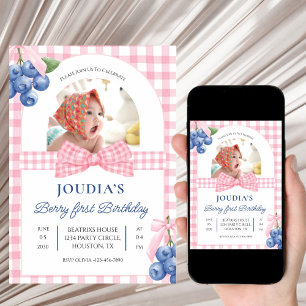 Invitation joli minimaliste aquarelle baie premier anniversai