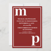 Invitation Joli Monogram Garnet Mariage rouge (Devant)