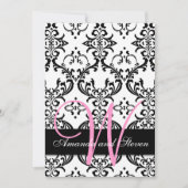 Invitation Joli monogramme rose Damas (Devant)