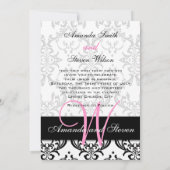 Invitation Joli monogramme rose Damas (Dos)