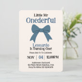 Invitation Joli Monsieur Onederful Blue Bow Boy 1er anniversa (Debout devant)