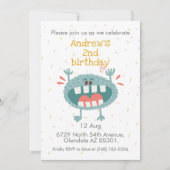 Invitation Joli Monster Turquoise Anniversaire (Devant)