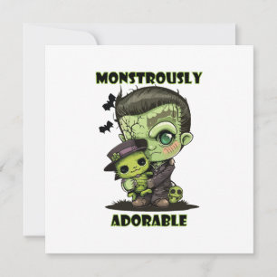 Invitation Joli monstre de Frankenstein avec peluche