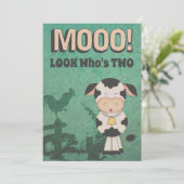 Invitation Joli MOOO Rétro ! Regardez qui est deux fermes de  (Debout devant)