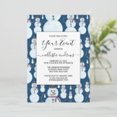 Invitation Joli motif aquarelle d'un bonhomme de neige bleu g (Debout devant)