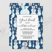 Invitation Joli motif aquarelle d'un bonhomme de neige bleu g (Devant / Derrière)