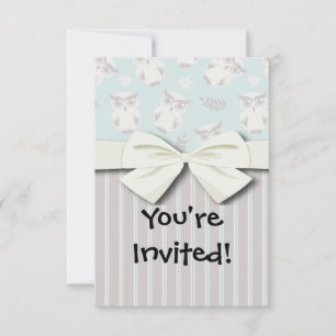Invitation joli motif de hibou blanc et rayures