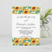 Invitation Joli Motif de tournesol Jaune et Mariage vert (Debout devant)