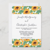 Invitation Joli Motif de tournesol Jaune et Mariage vert (Devant)