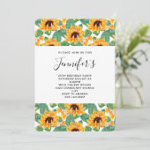 Invitation Joli Motif de tournesol Jaune & Vert Anniversaire (Debout devant)
