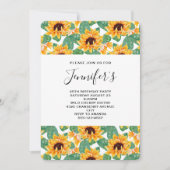 Invitation Joli Motif de tournesol Jaune & Vert Anniversaire (Devant)