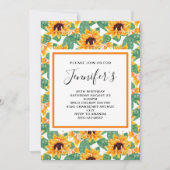Invitation Joli Motif de tournesol Jaune & Vert Anniversaire (Devant)