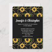 Invitation Joli Motif de tournesols jaunes sur Mariage noir (Devant)