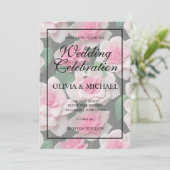 Invitation Joli motif fleuri rose boho (Debout devant)