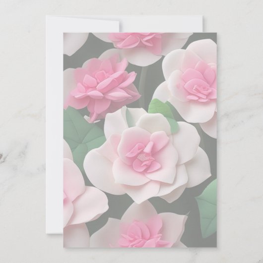 Invitation Joli motif fleuri rose boho (Dos)