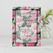 Invitation Joli motif fleuri rose boho (Debout devant)