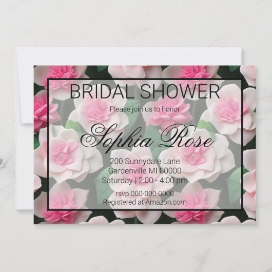 Invitation Joli motif fleuri rose boho (Devant)
