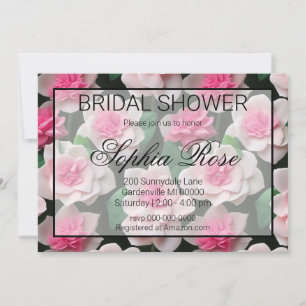 Invitation Joli motif fleuri rose boho