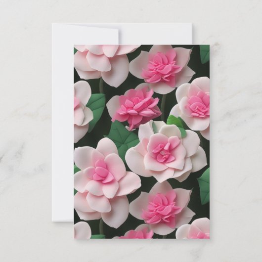 Invitation Joli motif fleuri rose boho (Dos)