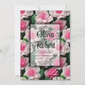 Invitation Joli motif fleuri rose boho (Devant)