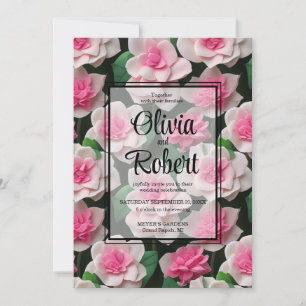 Invitation Joli motif fleuri rose boho