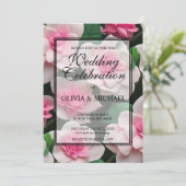 Invitation Joli motif fleuri rose boho (Debout devant)