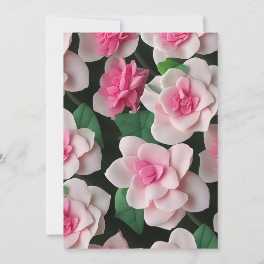 Invitation Joli motif fleuri rose boho (Dos)