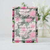 Invitation Joli motif fleuri rose boho (Debout devant)