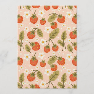 Invitation Joli motif sans couture de fraise rouge dessiné à