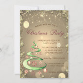 Invitation Joli Noël Arbre d'or Étoiles Noël (Devant)