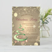 Invitation Joli Noël Arbre d'or Étoiles Noël (Debout devant)
