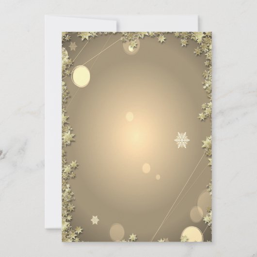 Invitation Joli Noël Arbre d'or Étoiles Noël (Dos)