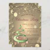 Invitation Joli Noël Arbre d'or Étoiles Noël (Devant / Derrière)
